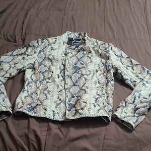 Guess Women's Snake Print Blazer in Beige and Brown